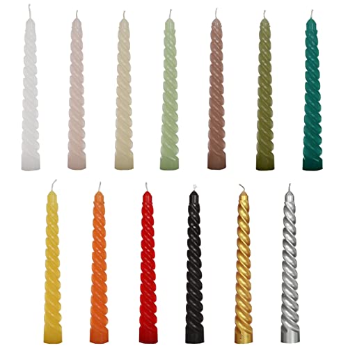 COMFORDER Gedrehte Tafelkerzen (4 Stk.) Twisted Candle / Spiralkerze in Creme, geruchlos, 4Std. lange Brenndauer - 19 x 2,2 cm Cover