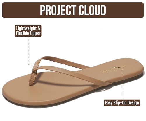 Image of Project Cloud Flip Flops for Women Footwear- Lightweight and Memory Foam Insole Sandals for Women 2026 - Durable Non-Slip Beach Essentials Flats for Women Sandals (Foundations)