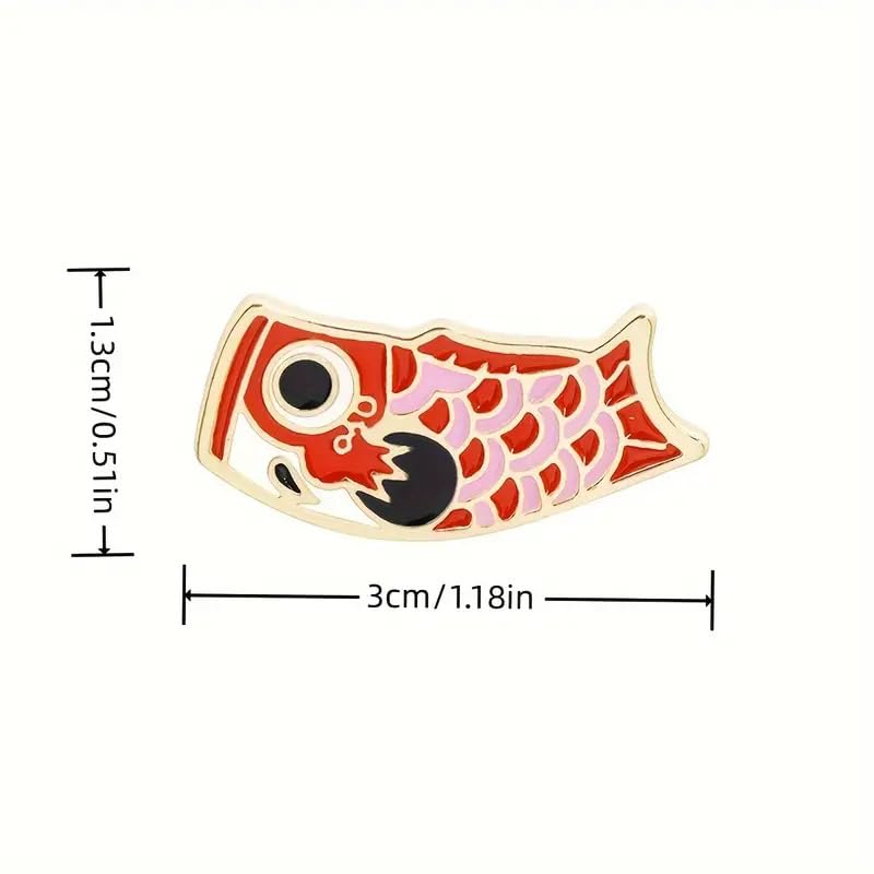 8Pcs Enamel Pin Koi Fish Flag Brooch Lucky Fish Pin Cartoon Badges for Brooch Pins Backpack Clothes Accessories2