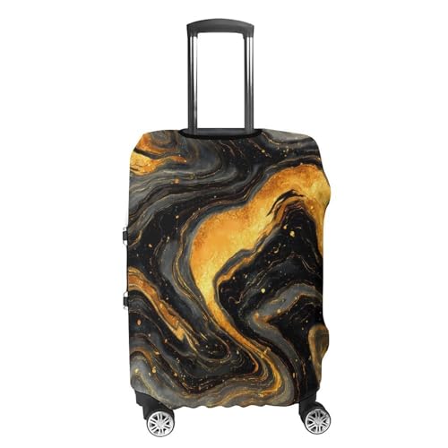 Marble Golden And Black Luggage Covers Washable Travel Suitcase Cover Elastic Baggage Protector4