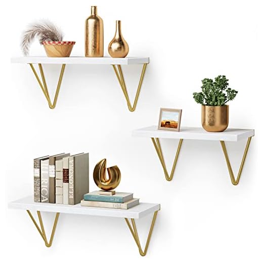 AMADA HOMEFURNISHING Floating Shelves, White Wall Shelves for Bedroom, Living Room, Bathroom, Kitchen, Shelves for Wall Decor Set of 3 - AMFS12