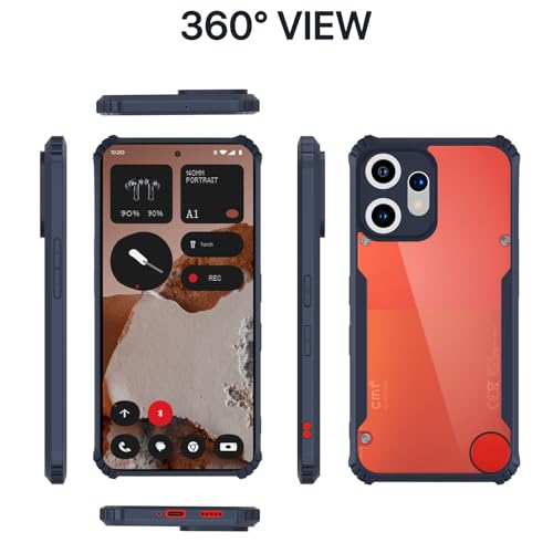 Image of Outlouders Back Cover for CMF by Nothing Phone 2 Pro 5G | Ultra Hybrid Transparent | Full Camera Protection | Raised Edge | Crystal Clear Bumper Case (Blue)