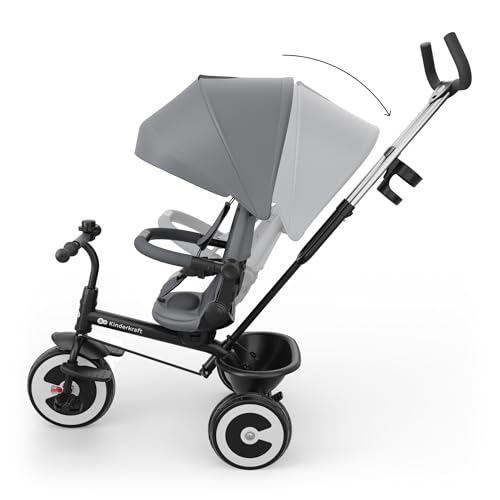 Miniatura 5 de Kinderkraft Aston 2 Pro Triciclo Evolutivo, Bicicleta Sin Pedales, Bicicleta Bebe, para Niños, Cinturón, con Accesorios, Portavasos, Cesta, 9 Meses a 25 kg, Gris