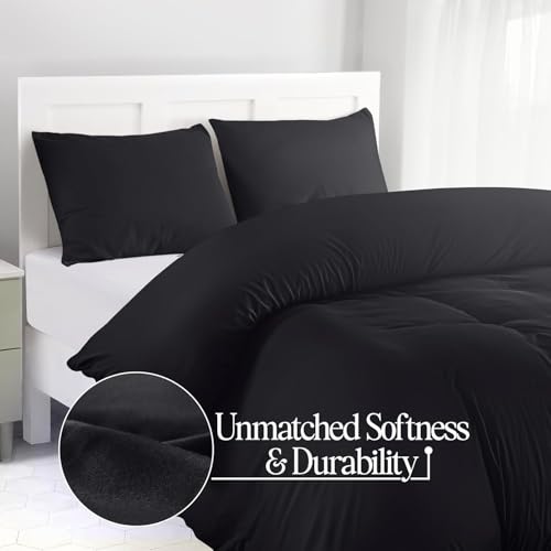 Parure de lit en microfibre noire de qualité supérieure pour lit simple chic