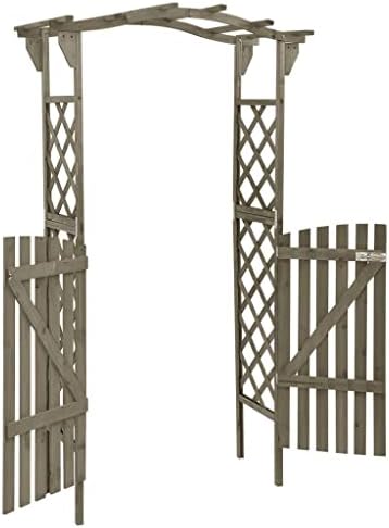 vidaXL Solid Firwood Pergola with Gate Lawn Garden Outdoor Terrance Backyard Structure Wooden Arch Gate Pergola 116x40x204 cm Brown