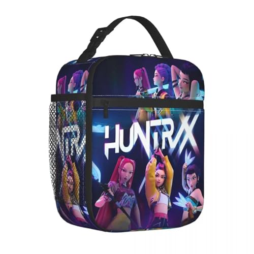PIORUJK Bolsas de Almuerzo con Aislamiento térmico Huntrix KPOP Demon Hunters para Oficina Bolsa de Comida portátil Contenedor Nevera térmica Caja de Comida