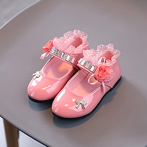 Unifizz Girls Mary Jane Dress Shoes for Toddler Kids Flower Rhinestone Front Bow Ballerina Flat4