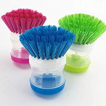 VAGMI Washbasin Plastic Cleaning Brush Plastic Wet and Dry Brush (Multicolor, Pack of 3)