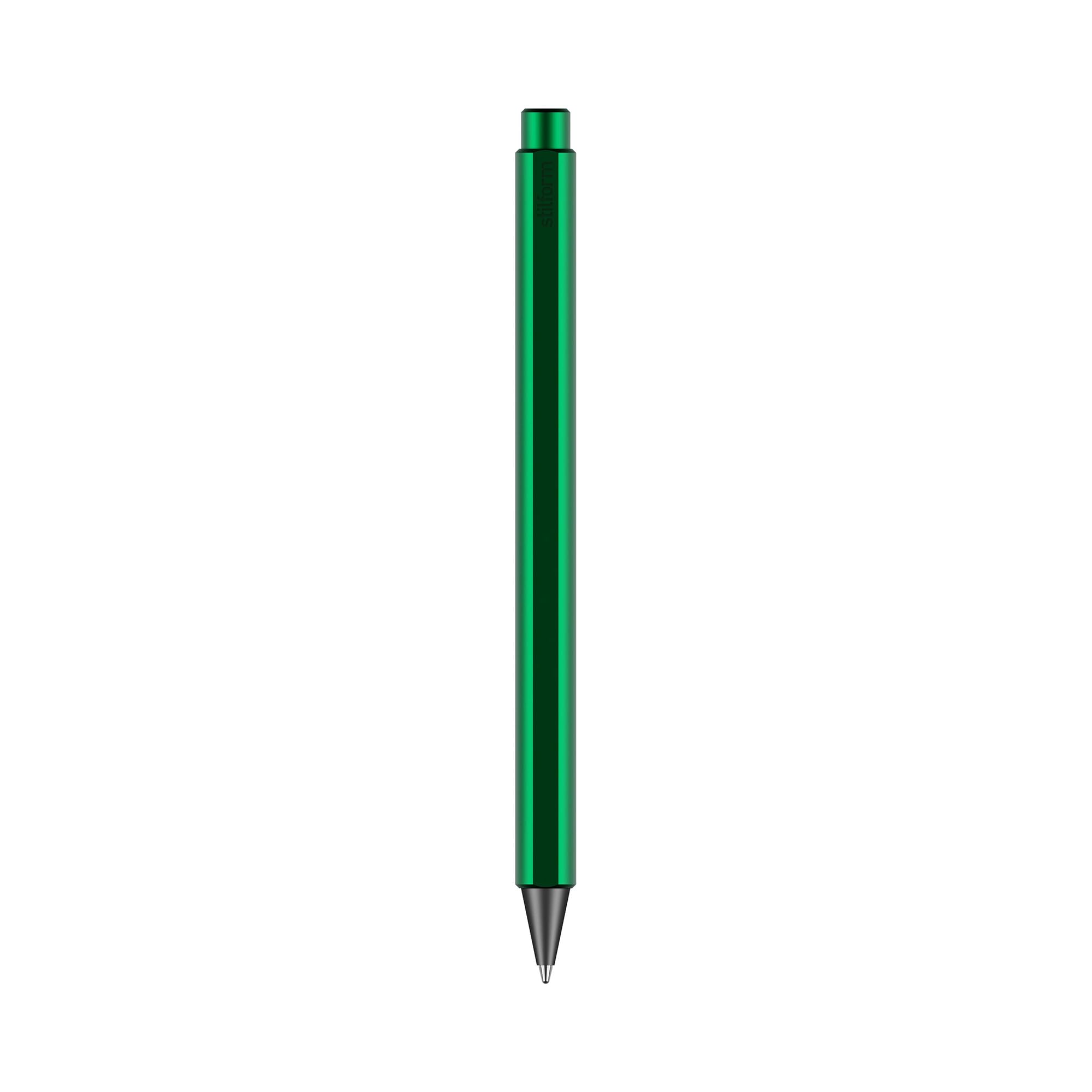 200545 FLOW Tintenroller aus Aluminium - 0,7 mm Mine nachfüllbar, Magnet-Kappe bewahrt Tintenqualität - Aurora Green
