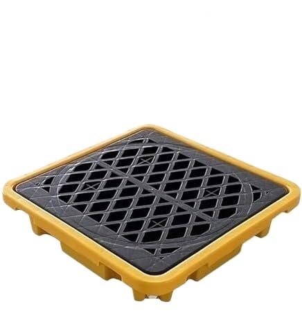 Modular Spill Containment Pallet - Stackable Tray with Drain Outlet for Industrial Leak Control(25.8x14.2x4.7in)