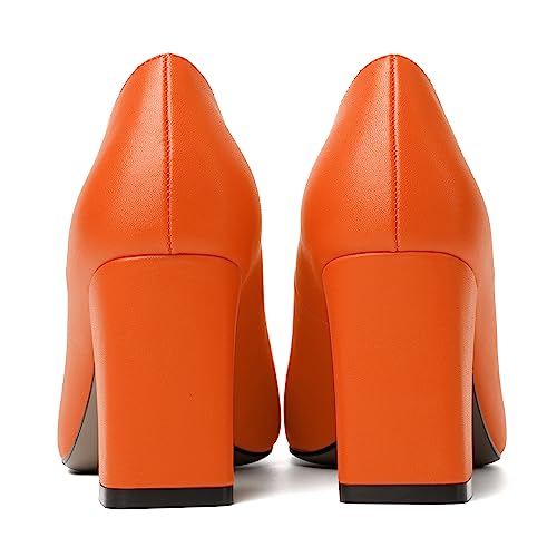 Image of MODENCOCO Womens Sexy Formal Matte Slip On Square Toe Work Block High Heel Loafers Shoes 3.5 Inch