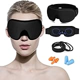 Sleep Eye Mask for Men Women, 3D Contoured Cup Sleeping Mask & Blindfold, Concave Molded Night Sleep Masks , 100% Blackout Eye Mask, Soft Comfort Eye Shade Cover for Travel Yoga Nap, Black