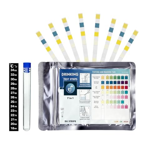ALLY-MAGIC Wassertester Trinkwasser, 50 Stück Trinkwasser Teststreifen, Aquarium Wassertest für Zuhause, Brunnen, Leitungswasser, Stadtwasser E24-YYSCSZ