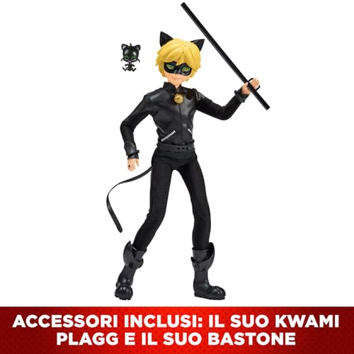Bandai - Miraculous Ladybug - Manichino 26 Cm - Chat Noir - Black Cat - Licenza Ufficiale Miraculous - Manichino Snodato Di Chat Noir - Giocattolo Per Bambini Dai 4 Anni In Su - P50002 - 4
