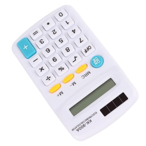 Dioche Calculatrices Petite Calculatrice Mini Calculatrice Portable Écran LCD à 8 Chiffres avec Boutons Sensibles - Double Alimentation pour Le Bureau, l'école et l'entreprise (White)