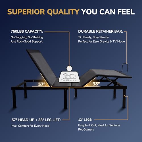 Image of EGOHOME Split King Adjustable Bed Frame and 12 inch Memory Foam Mattress