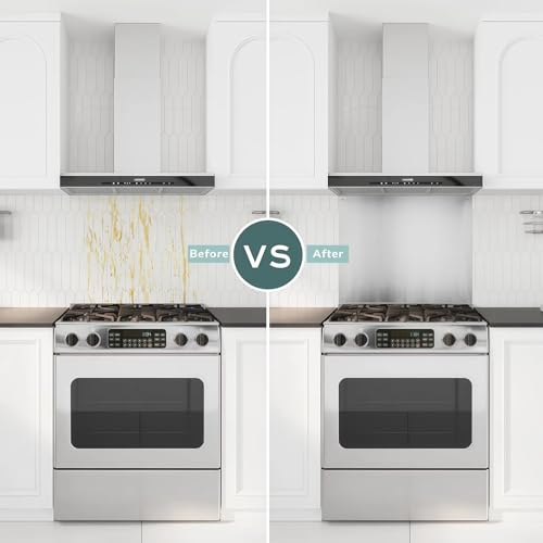Image of 24 x 36-inch Reversible Stainless Steel Backsplash for Kitchen wall,Splatter Guard and Cooking Shield, Range Hood Accessories to Keep Kitchen Clean, Four Pre Drilled Holes for Easy Installation