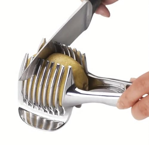 Aluminum Alloy Universal Tomato Slicer & Holder with Ergonomic Grip