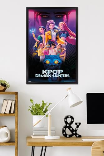 Image of Netflix KPop Demon Hunters (2025) - Group Wall Poster, 34L inch x 22.4W inch, Black Framed Version