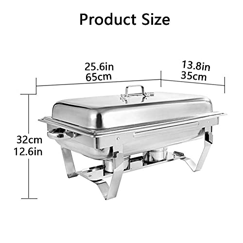 hyywmgx Chafing Dish Buffetset, Edelstahl Chafers und Buffetwärmer-Sets, Speisenwärmer mit Wasserpfanne, Speisenpfanne… – Bild 4