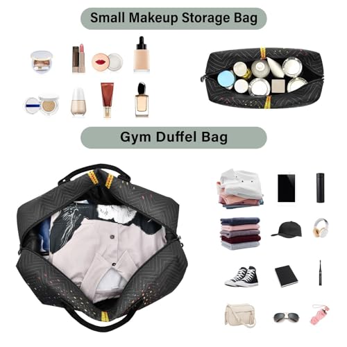 Large Travel Duffel Bag, Dots Eiffel Tower Love Sport Tote Gym Bag, Shoulder Weekender Overnight Bag for Women Men, Carry On Luggage with Toiletry Bag4