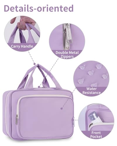 Image of Narwey Hanging Toiletry Bag for Women Toiletries Bag for Travel Size Essentials Accessories, A-Purple, Medium
