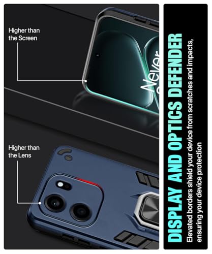 Image of WOW IMAGINE Shock Proof Back Case Mobile Cover for 1+ OnePlus Nord CE 6 5G | Back Cover Case (Tough Armor | Hybrid PC + TPU | Ring Holder & in-Built Kickstand | Blue)