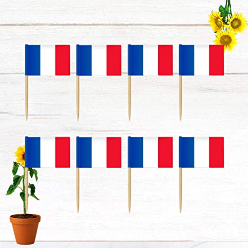 NUOBESTY 100Pcs Frankrijk Vlag Tandenstokers Franse Vlaggen Cupcake Toppers Cocktail Voedsel Vlag Sticks Kleine Mini… - Afbeelding 5