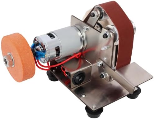 Mini Electric Belt-Sander Knife-Sharpener Sanding Machine 96W, Small Bench Grinder Kit 7 Speed Adjustable Power Polisher DIY Polishing Grinding Tool, Handcraft Jewelry
