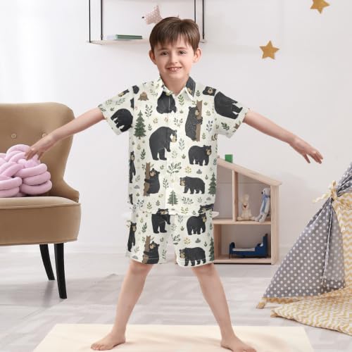 Image of 3T Toddler Boy Shorts Set Teal Hawaiian Button Down Shirts Summer Outfits for Little Boy