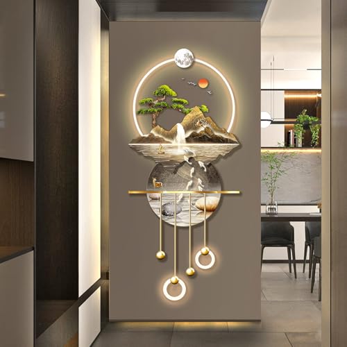 LED Home Decor Wall Art, 3D Art Wall Decor with Light, Decors Walls Sculptures Large 3D Art, Plug-In Power LED Decors Walls Sculptures Lamps for Foyer, Entrance, Hallway, Living room, Bedroom, 53