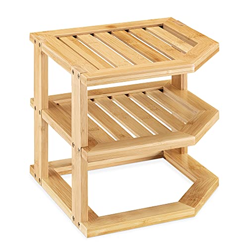 Navaris Estante esquinero de bambú - Estantería para Esquina de 25.5 x 25.5 x 24 CM - Mueble rinconero con 3 Niveles para baño Cocina Dormitorio - imagen 6