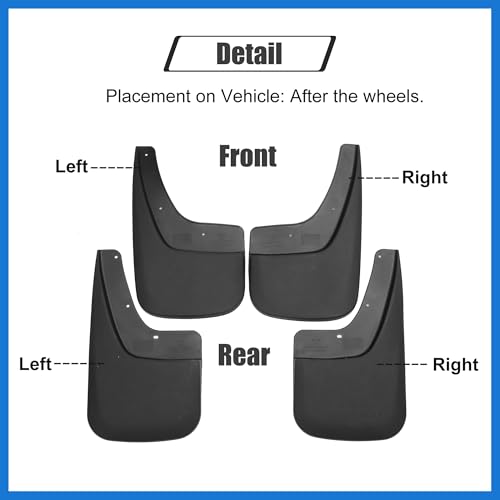 Image of Mud Flaps Splash Guard No-Drill Mudguards Wheels Protection Set Fit for GMC Sierra 1500 with Hardware - Pack of 16 Black Auto Accessories