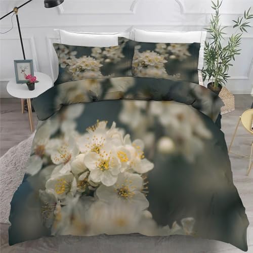 Parure de lit fleur de pêche avec housse de couette 220x240 cm en microfibre douce - 6