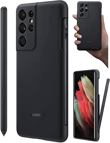 XBC S21 Ultra Silicone Case with S Pen Replacement for Samsung Galaxy S21 Ultra 5G Silicone Case with Stylus Pen+USB to Type-C Adater (S Pen+Case/Black)