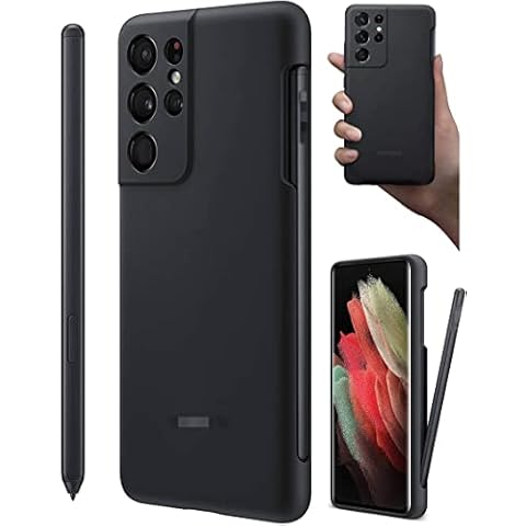 XBC S21 Ultra Silicone Case with S Pen Replacement for Samsung Galaxy S21 Ultra 5G Silicone Case with Stylus Pen+USB to Type-C Adater (S Pen+Case/Black) Cover