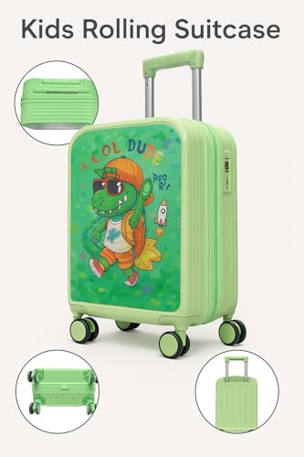 Image of Handcuffs Kids Carry On Luggage Hardside Rolling Suitcase 20 Inches Travel Trolley Bag (Green)