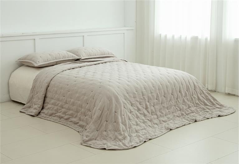 BLANCO NUMERO UNO Couvre-lit bouti Antilla brodé - Clair de Vidal, doux et élégant pour décorer votre chambre (beige, 180 cm)
