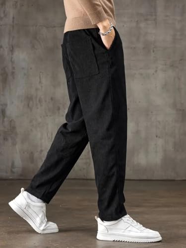Image of Samfor Men's Comfortable Corduroy Pants | Relaxed Fit Stretch Waist Trousers for Everyday Wear
