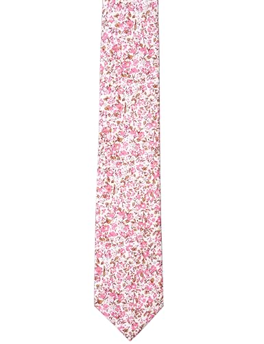 Image of BELLUNO Men's Cotton Floral Skinny Tie, 2.5 inch Width, with Gift Box
