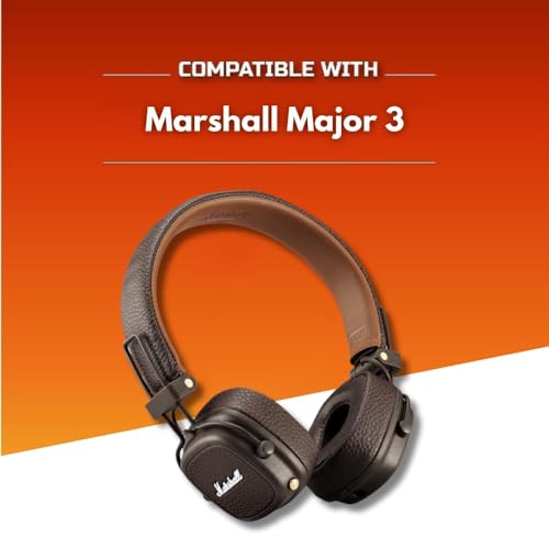 Image of Crysendo Headphone Cushion for Marshall Major III Headphone | Soft Ear Cushion Cover Replacement Earpads | Protein Leather & Memory Foam Cushion (Brown)