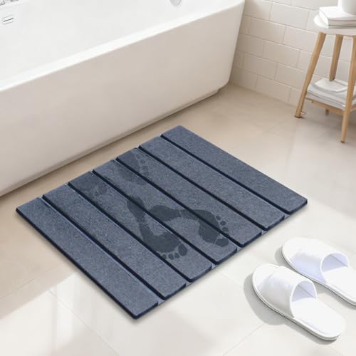 Miniatura 2 de Alfombra Baño Antideslizante,Alfombrilla De Baño Absorbente De Piedra Alfombraantideslizante Secado Rápido Diatomeas Tapete Baño Antideslizante Plegable,Adecuado Para Baño, Cocina Gris Oscuro, M