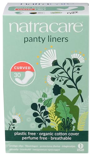 Natracare Natural Organic Curved Panty Liners, with Certified Organic Cotton, Ecologically Certified Cellulose Pulp and Plant Starch (1 Pack, 30 Liners Total)