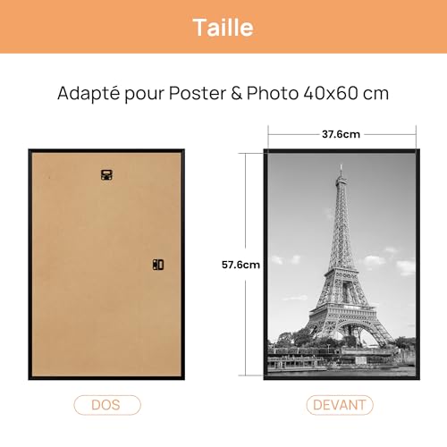 upsimples Cadre 40x60 cm für Poster, Cadres Photo 60x40 cm, Noir, 3 Pack – vue 3