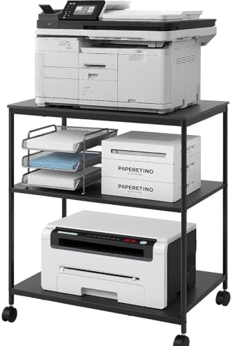 Heavy Duty 3-Tier Printer Stand with Locking Wheels, 23.6"x18.9" ...