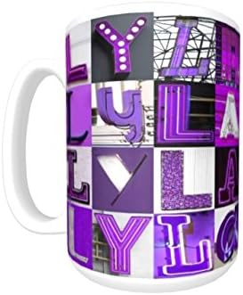 LYLA Coffee Mug / Cup - using photos of PURPLE sign letters - personalized