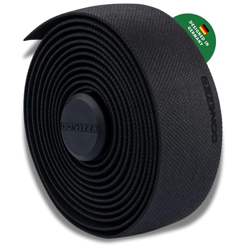CONTEC Lenkerband Prestige.Grip 2000x30x2 5 mm aus EVA-Schaum und Gel selbstklebend und rutschsicher mit Klebestreifen und 2 Lenkerstopfen Paar schwarz