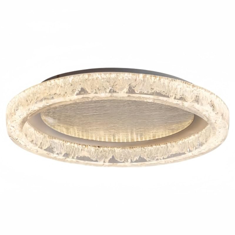 Plafonnier LED chambre en résine acrylique haut de gamme - Luminaire suspendu rond en fer 50 cm