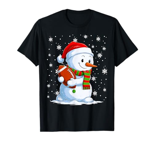 Pyjama Bonhomme de Neige Jouant au Football Joyeux Noël Garçon Homme T-Shirt