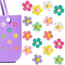 16pcs Flower Charms for Bogg Bags and Simply Southern Totes, Cute Beach Tote Accessories for Personalizing Summer Bags, Fun Colorful Bag Decorations for Women and Girls
